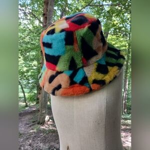 Furry Bucket Hat W Large Colorful‎ Letters